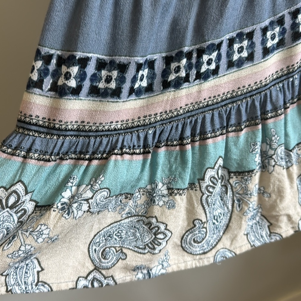 Knox Rose Prairie Peasant Blouse Womens XL Paisley Pirate sleeve Bohemian - Picture 6 of 9